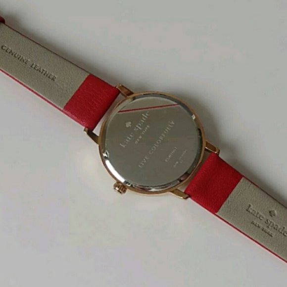 NWOT Kate Spade Red and Gold Rose Watch Kate Spade New York Holland Watch and Pearl Earring Set 34mm  main image 3